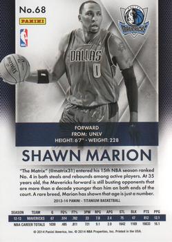 2013-14 Panini Titanium #68 Shawn Marion Back