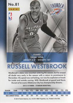 2013-14 Panini Titanium #81 Russell Westbrook Back