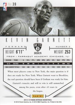 2013-14 Panini Intrigue #39 Kevin Garnett Back