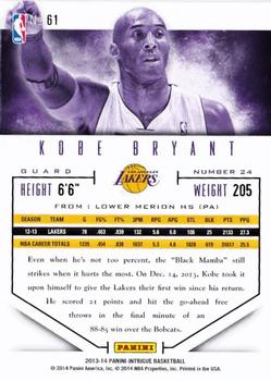 2013-14 Panini Intrigue #61 Kobe Bryant Back