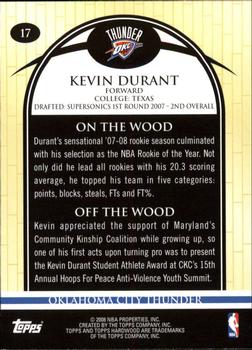 2008-09 Topps Hardwood #17 Kevin Durant Back
