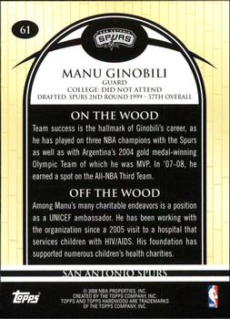 2008-09 Topps Hardwood #61 Manu Ginobili Back