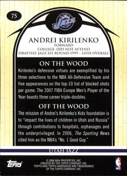 2008-09 Topps Hardwood #75 Andrei Kirilenko Back