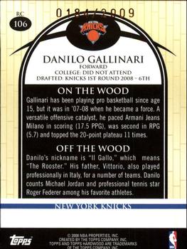 2008-09 Topps Hardwood #106 Danilo Gallinari Back