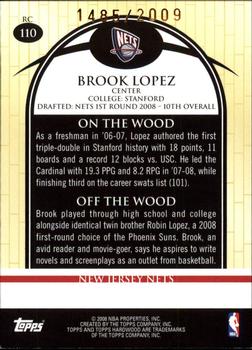 2008-09 Topps Hardwood #110 Brook Lopez Back