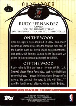 2008-09 Topps Hardwood #125 Rudy Fernandez Back