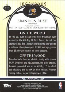 2008-09 Topps Hardwood #113 Brandon Rush Back