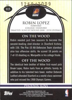 2008-09 Topps Hardwood #115 Robin Lopez Back