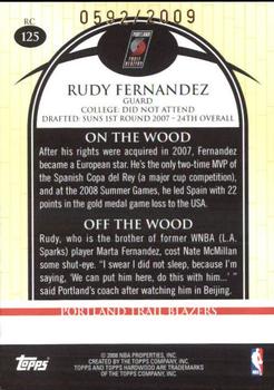 2008-09 Topps Hardwood #125 Rudy Fernandez Back