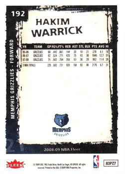 2008-09 Fleer #192 Hakim Warrick Back