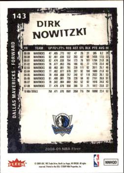 2008-09 Fleer #143 Dirk Nowitzki Back