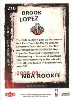 2008-09 Fleer #210 Brook Lopez Back