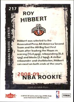2008-09 Fleer #217 Roy Hibbert Back