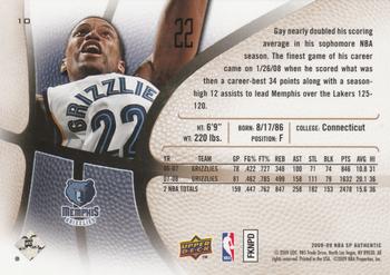 2008-09 SP Authentic #10 Rudy Gay Back