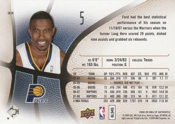 2008-09 SP Authentic #33 T.J. Ford Back