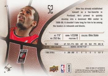 2008-09 SP Authentic #41 Greg Oden Back