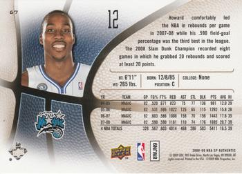2008-09 SP Authentic #67 Dwight Howard Back