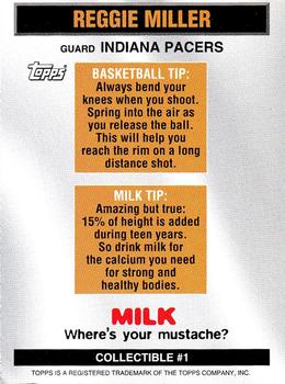 1998 Topps Milk Mustache #1 Reggie Miller Back