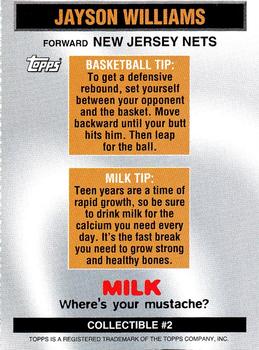 1998 Topps Milk Mustache #2 Jayson Williams Back