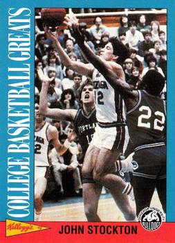 1992 Kellogg's Raisin Bran College Basketball Greats #8 John Stockton Front