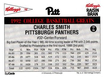 1992 Kellogg's Raisin Bran College Basketball Greats #12 Charles Smith Back