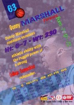1996 Signature Rookies Premier #63 Donny Marshall Back