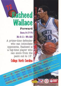 1996 Signature Rookies Premier #72 Rasheed Wallace Back