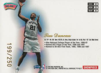 1997-98 Flair Showcase - Flair Showcase Row 0 #5 Tim Duncan Back