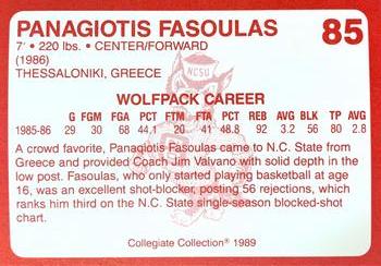 1989 Collegiate Collection North Carolina State's Finest #85b Panagiotis Fasoulas Back