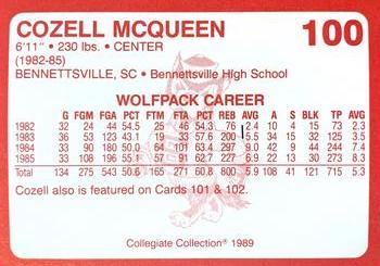 1989 Collegiate Collection North Carolina State's Finest #100b Cozell McQueen Back