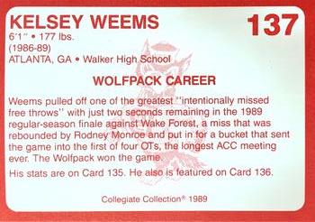 1989 Collegiate Collection North Carolina State's Finest #137b Kelsey Weems Back