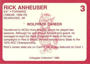 1989 Collegiate Collection North Carolina State's Finest #3 Rick Anheuser Back