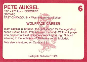 1989 Collegiate Collection North Carolina State's Finest #6 Pete Auksel Back