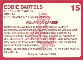 1989 Collegiate Collection North Carolina State's Finest #15 Eddie Bartels Back
