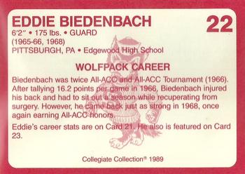 1989 Collegiate Collection North Carolina State's Finest #22 Eddie Biedenbach Back