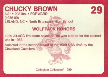 1989 Collegiate Collection North Carolina State's Finest #29 Chuck Brown Back