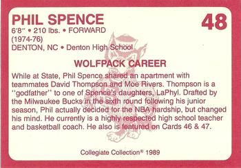 1989 Collegiate Collection North Carolina State's Finest #48 Phil Spence Back