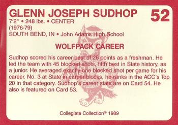 1989 Collegiate Collection North Carolina State's Finest #52 Glenn Joseph Sudhop Back
