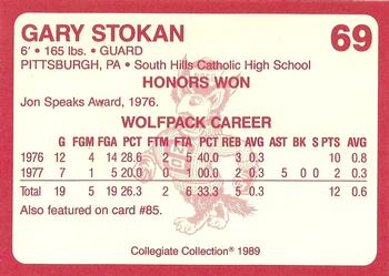 1989 Collegiate Collection North Carolina State's Finest #69 Gary Stokan Back
