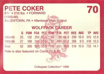1989 Collegiate Collection North Carolina State's Finest #70 Pete Coker Back