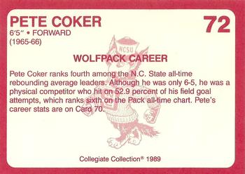 1989 Collegiate Collection North Carolina State's Finest #72 Pete Coker Back