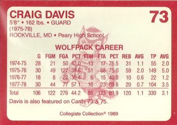 1989 Collegiate Collection North Carolina State's Finest #73 Craig Davis Back