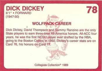 1989 Collegiate Collection North Carolina State's Finest #78 Dick Dickey Back