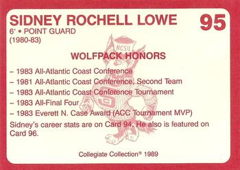 1989 Collegiate Collection North Carolina State's Finest #95 Sidney Lowe Back