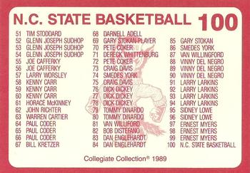 1989 Collegiate Collection North Carolina State's Finest #100 Checklist: 1-100 Back