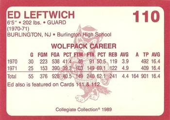1989 Collegiate Collection North Carolina State's Finest #110b Ed Leftwich Back