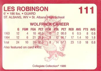 1989 Collegiate Collection North Carolina State's Finest #111a Les Robinson Back