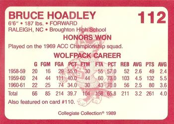 1989 Collegiate Collection North Carolina State's Finest #112a Bruce Hoadley Back