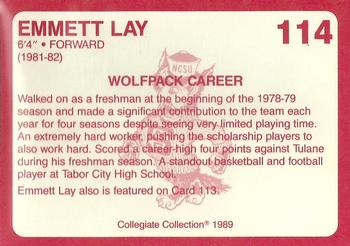 1989 Collegiate Collection North Carolina State's Finest #114 Emmett Lay Back