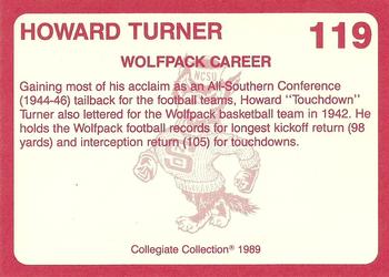 1989 Collegiate Collection North Carolina State's Finest #119 Howard Turner Back